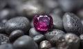 Elegant Ruby Gemstone on Pebbles Royalty Free Stock Photo