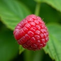 Close-up of a vibrant red raspberry (Rubus idaeus) with a textured surface, consisting Royalty Free Stock Photo