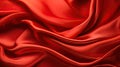 Close Up of Vibrant Red Silk Fabric