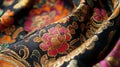 A close-up of vibrant Thai textiles used to create intricate handmade