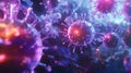 Close-up of vibrant viruses showcasing molecular structures under bright light Royalty Free Stock Photo