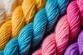 Colorful Yarn Skeins in a Row, Crafting Concept