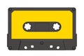 Close-up of a vibrant yellow audio cassette tape against a white background Royalty Free Stock Photo