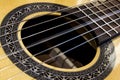 Close up on a vibrating string of a guitar Royalty Free Stock Photo