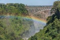 Close-up of Victoria Falls Bridge over rainbow Royalty Free Stock Photo