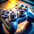 A close up of a video game controller