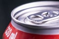 Close up vieo of a cola or soda can Royalty Free Stock Photo
