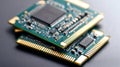 Close-Up View of Advanced Computer Chips on a Dark Surface