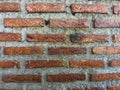 close up view of an aged and weathered red brick wall texture, brick wall pattern Royalty Free Stock Photo