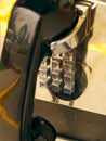 Close-up view of an aging pay telephone Royalty Free Stock Photo