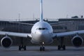 Close-up view of airplane, front view