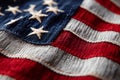 Close up of American Flag Patch on White Background Showing Details of Stitching and Fabric Texture Royalty Free Stock Photo