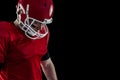 Close up view of american football player focusing Royalty Free Stock Photo