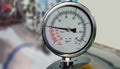 Analog pressure gauge meter in an industry Royalty Free Stock Photo