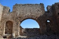 Close up view of ancient roman basilica in Aspendos, Turkey