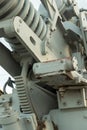 Close up view of an anti-aircraft gun on display