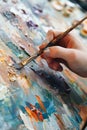 Vibrant Oil Painting in Progress Captured in Artists Studio During Daytime Royalty Free Stock Photo