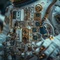 Close-Up View of Astronaut Suit with Intricate Details and Technology Royalty Free Stock Photo