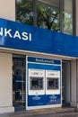 Close up view of atm machines of a national Turkish bank captured in Sisli area