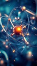Close up view of an atom showcasing nucleus and orbiting electrons for educational purposes Royalty Free Stock Photo