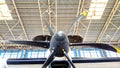 Close-up view of an ATR aircraft propeller undergoing maintenance inside an aircraft hangar Royalty Free Stock Photo