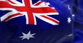 Close-up view of the Australia national flag waving Royalty Free Stock Photo