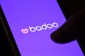 Close up view of Badoo logo, app icon