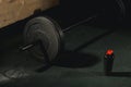 Close up view of barbell on floor in gym Royalty Free Stock Photo