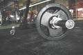 Close up view of barbell on floor Royalty Free Stock Photo