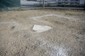 Close up view of a base on a clean baseball field on a bright, sunny day Royalty Free Stock Photo