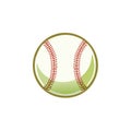 Close up view of a baseball with red stitching and a green gradient Royalty Free Stock Photo