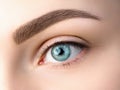 Close up view of beautiful blue female eye Royalty Free Stock Photo