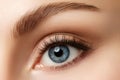 Close up view of beautiful blue female eye Royalty Free Stock Photo