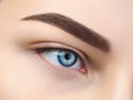 Close up view of beautiful blue female eye Royalty Free Stock Photo