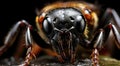 A close up view of a bee's face. Generative AI image. Royalty Free Stock Photo