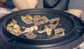 Close up view of beef pieces being grilled Royalty Free Stock Photo