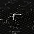 A close-up view of a black grid background featuring a schematic design that Royalty Free Stock Photo