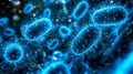 Close-up view of blue bacteria cells in a microscopic environment Royalty Free Stock Photo