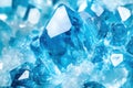 A close-up view of a blue crystal cluster resting atop a bed of ice. Royalty Free Stock Photo