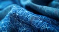 Close-Up Blue Quilted Fabric Texture generative ai