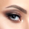 Close up view of blue woman eye with beautiful makeup Royalty Free Stock Photo