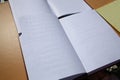 Close up view of book with braille text isolated on grey . Page of book with Braille text, closeup. Education for blind people