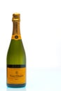 Close up view of bottle of authentic french brut champagne Veuve Cliqcuot.