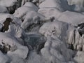 Close-up view of the bottom of ÃâxarÃÂ¡rfoss cascade in AlmannagjÃÂ¡ canyon in ÃÅ¾ingvellir national park, Golden Circle, Iceland.