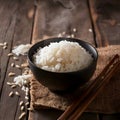 Close-up View of a Bowl of White Rice Royalty Free Stock Photo