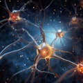 close-up view of brain neurons firing, representing abstract medical science concept