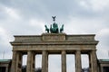 Close up view of the Brandenburg Gate in Berlin, in Mitte district, next to the Pariser platz Royalty Free Stock Photo