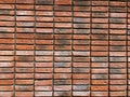 A close-up view of a brick wall made of red and brown bricks. Royalty Free Stock Photo