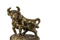 Close up view of bronze figure of Taurus cattle sign isolated on white background