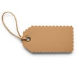 A close-up view of a brown paper tag attached to a piece of string Royalty Free Stock Photo